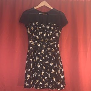Forever21 black floral skater dress